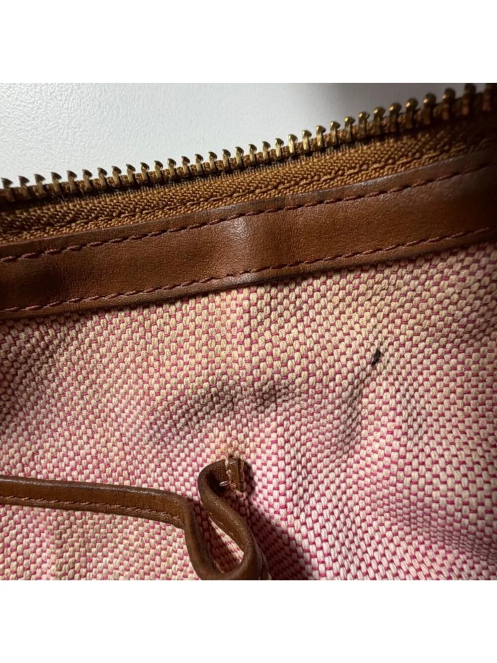 Dooney Bourke Denim/Leather Trim Signature Logo Hobo Shoulder Bag FLAWS
